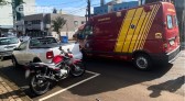 Gestante fica ferida em acidente entre moto e carro na Romeu Lauro Werlang