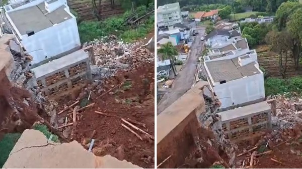 Desabamento de muro de 80 metros deixa oito residências evacuadas