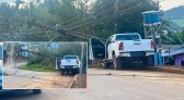 Hilux com placas argentinas atinge poste e motorista abandona o local após acidente