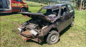 Mulher e duas crianças ficam feridas após carro capotar em rodovia