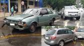 Acidente envolve três veículos no centro de Beltrão