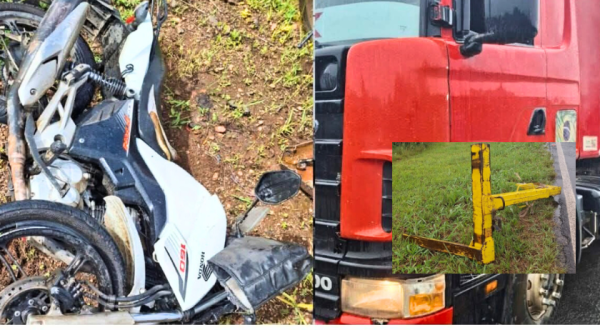 Peça metálica se solta de caminhão e mata motociclista na PR-438 