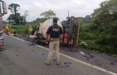 Batida frontal entre caminhões na BR-476 deixa dois mortos e interdita rodovia