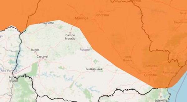Mais de 230 cidades do Paraná estão sob alerta de chuvas intensas e ventos de até 100 km/h